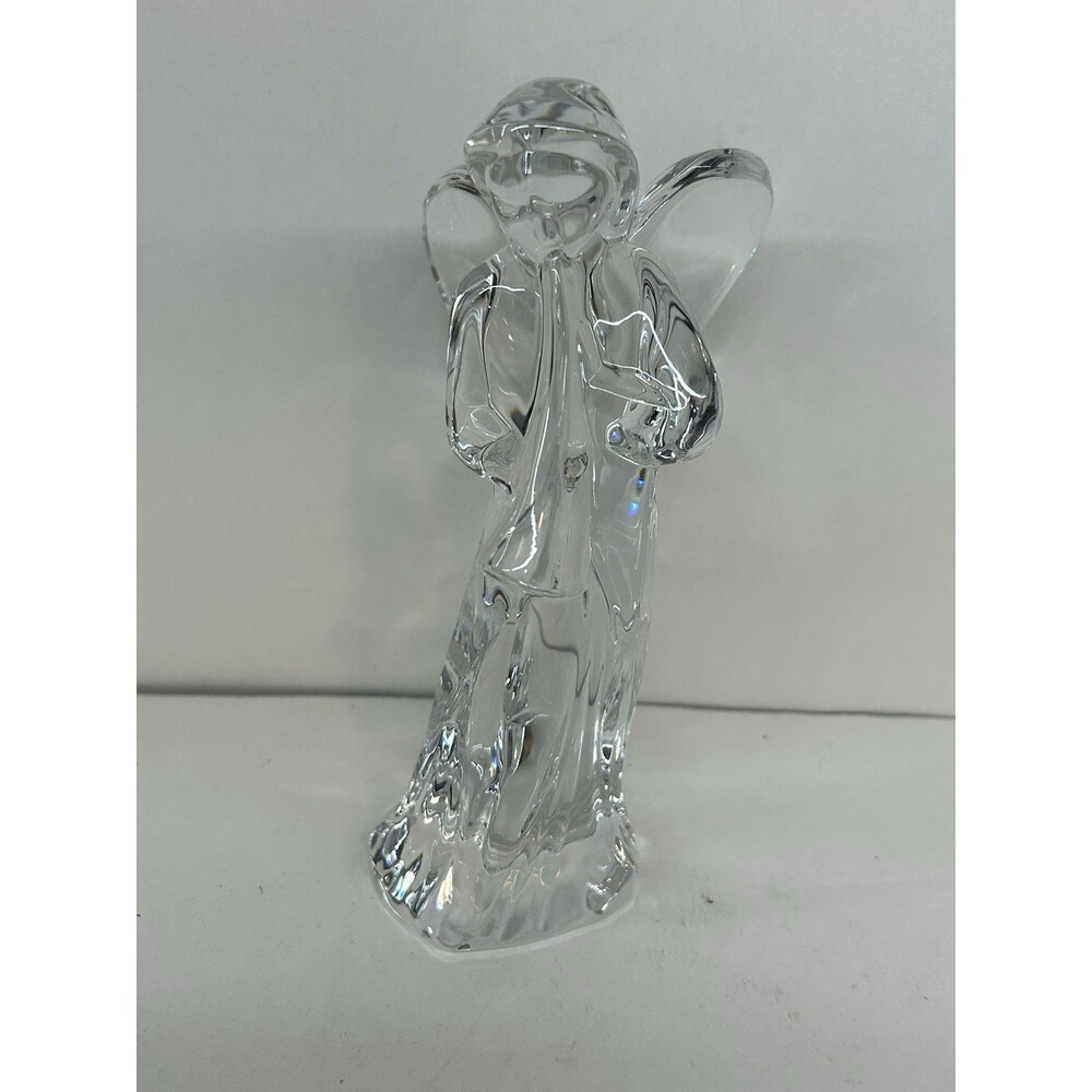 Baccarat Crystal Angel With Horn Nativity Figurine France 6” w Box